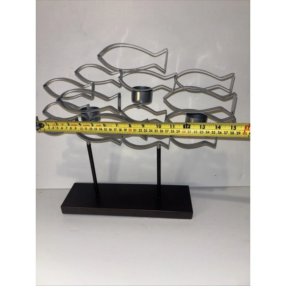 Vintage Large Metal Fish Sculpture Tea Light Candle Holder 14